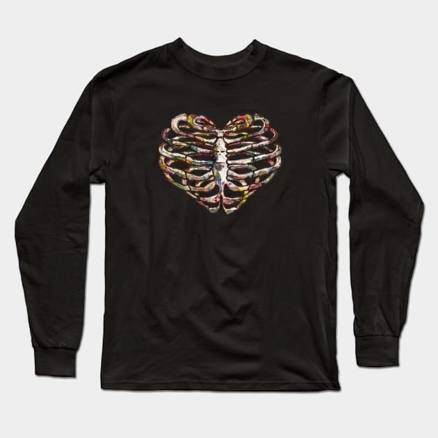 Rib Cage Floral 4 Long Sleeve T-Shirt by Collagedream